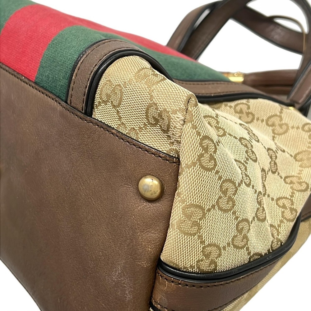 Gucci GG/Sherry Handbag 353114 Beige Dark Brown Multi Jacquard Leather - Picture 6 of 15